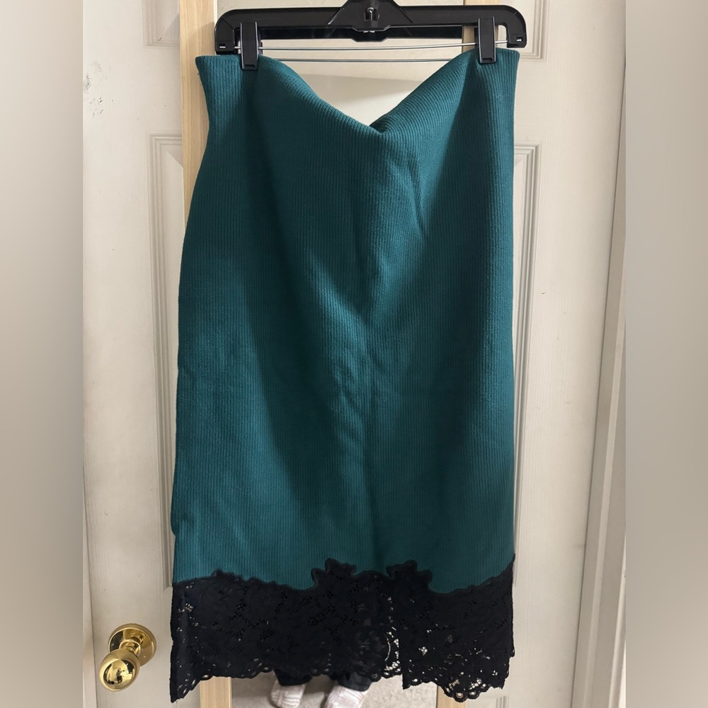 Express NWT Teal Ribbed Knit Sweater MIDI SKIRT